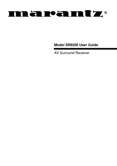 Marantz SR-8200 Owners Manual