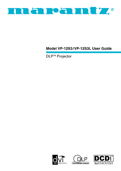 Marantz VP-12-S-3-L Owners Manual