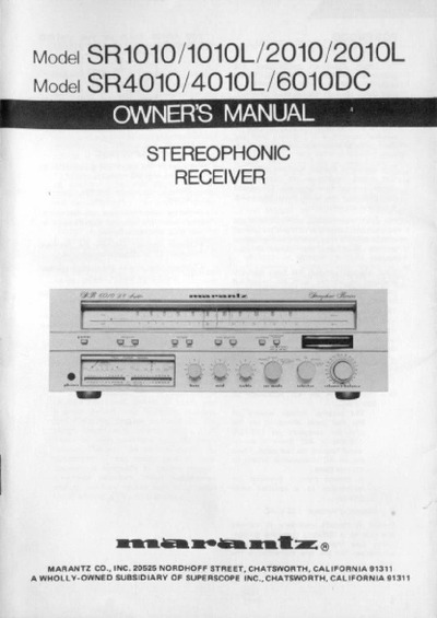 Marantz SR-4010-L Owners Manual