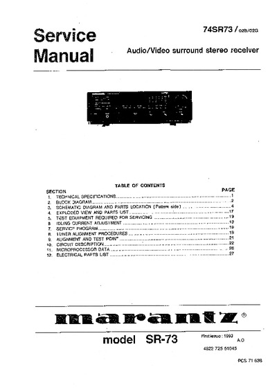 Marantz SR-73 Service Manual