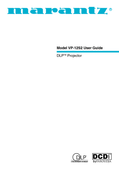 Marantz VP-12-S-2 Owners Manual