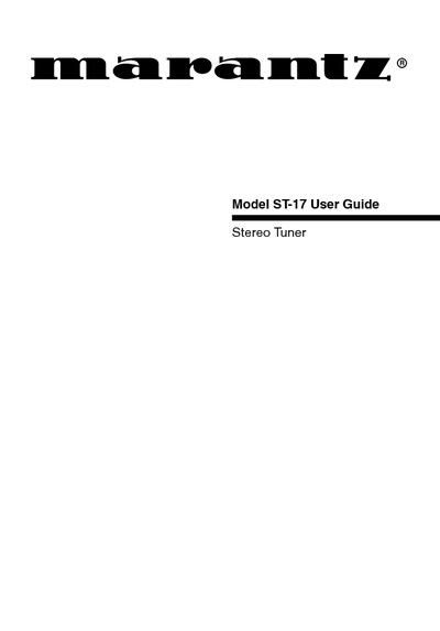 Marantz ST-17 Owners Manual