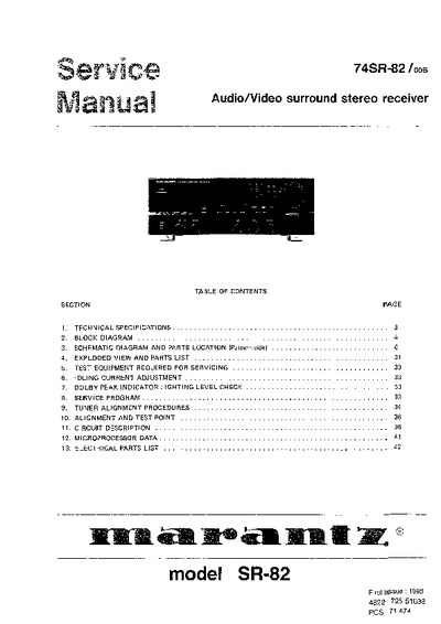 Marantz SR-82 Service Manual