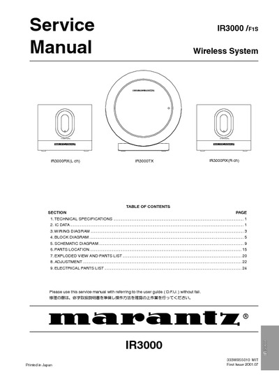 Marantz IR-3000 Service Manual