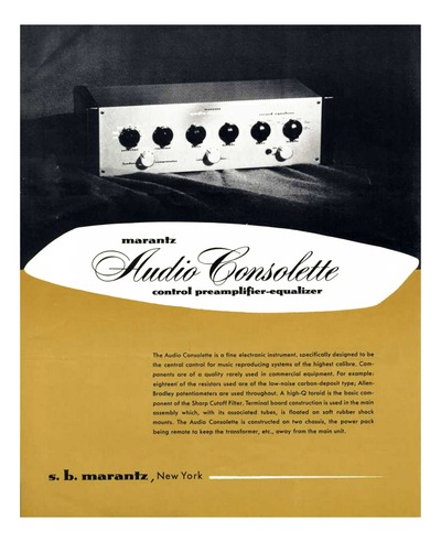 Marantz Audio-Consolette Owners Manual