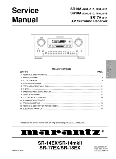 Marantz SR-14-Mk2 Service Manual