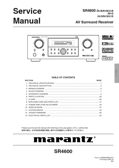Marantz SR-4600 Service Manual