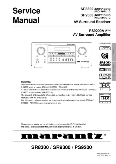 Marantz SR-8300 Service Manual