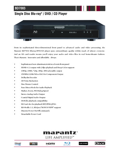 Marantz BD-7003 Brochure