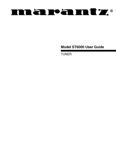 Marantz ST-6000 Owners Manual