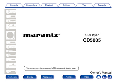 Marantz CD-5005 Owners Manual