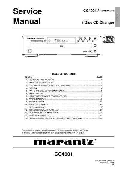 Marantz CC-4001 Service Manual