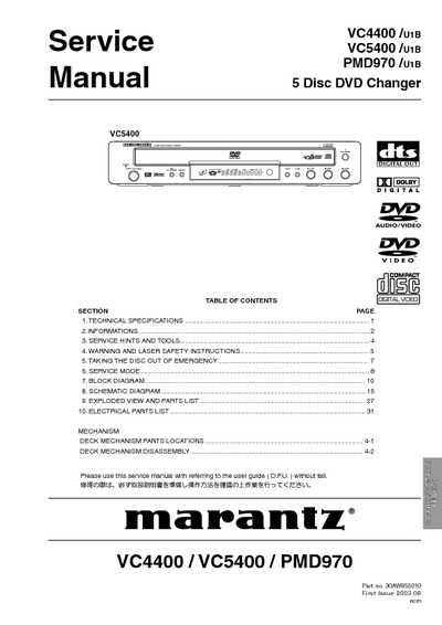 Marantz VC-4400 Service Manual