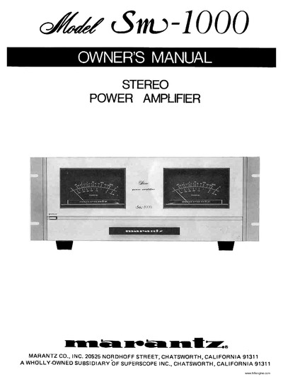 Marantz SM-1000 Owners Manual