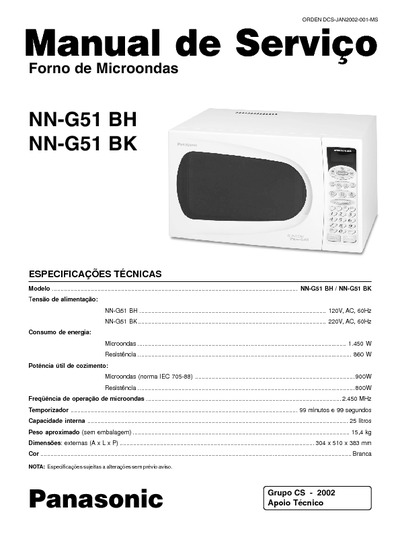 Panasonic Microondas NN-G51 BH BK