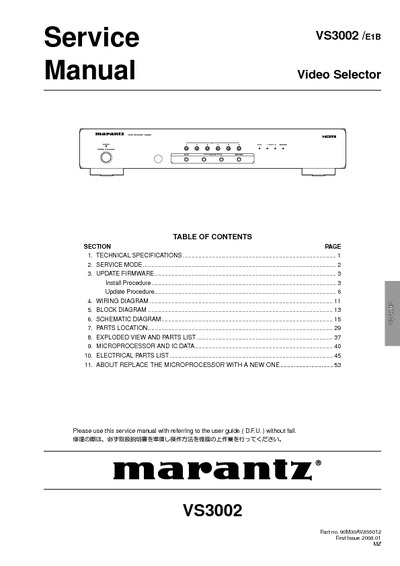 Marantz VS-3002 Service Manual