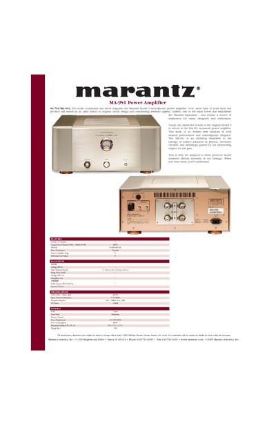 Marantz MA-9-S-1 Brochure