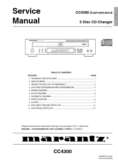 Marantz CC-4300 Service Manual