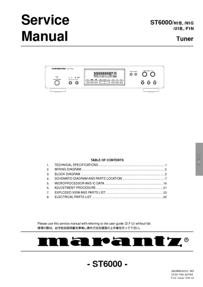 Marantz ST-6000 Service Manual