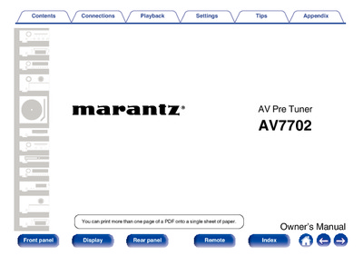 Marantz AV-7702 Owners Manual