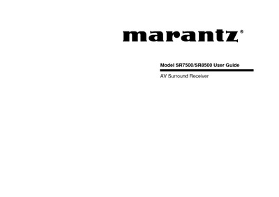 Marantz SR-8500 Owners Manual