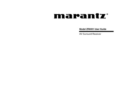 Marantz ZR-6001 Owners Manual