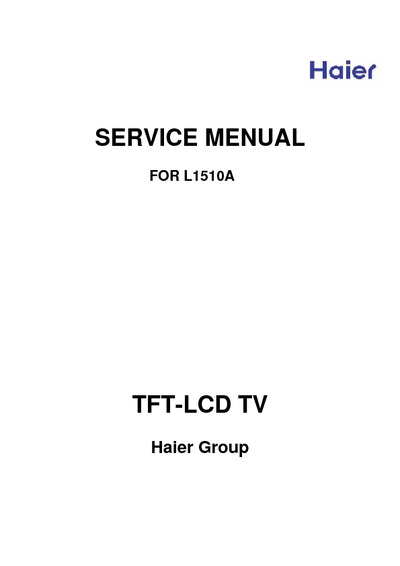 Haier L1510A LCD TV Service Manual