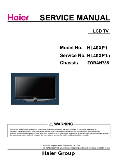 HAIER HL40XP1 Chassis ZORAN785