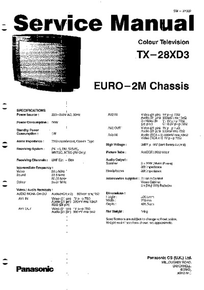 Panasonic TX28XD3 EURO2M
