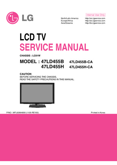LG 47LD455B-CA, 47LD455H-CA Chassis LC01W