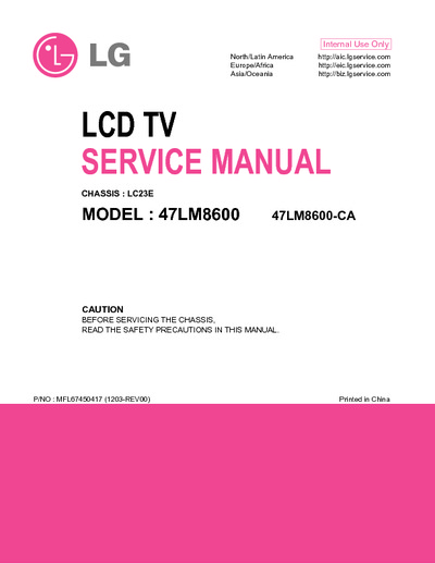 LG 47LM8600-CA Chassis LC23E