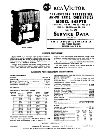 RCA 648PTK Service Data