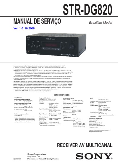 Sony STR-DG820, Service Manual, Repair Schematics