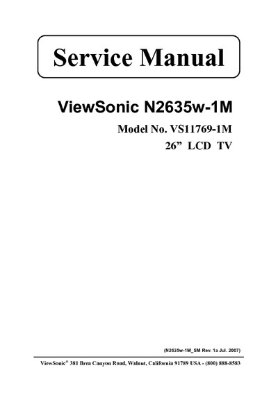 Viewsonic N2635W-1-M VS11769-1M LCD