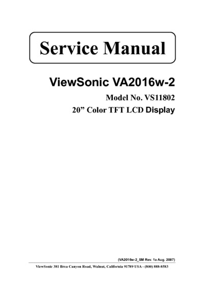 VIEWSONIC VA2016w-2, VS11802