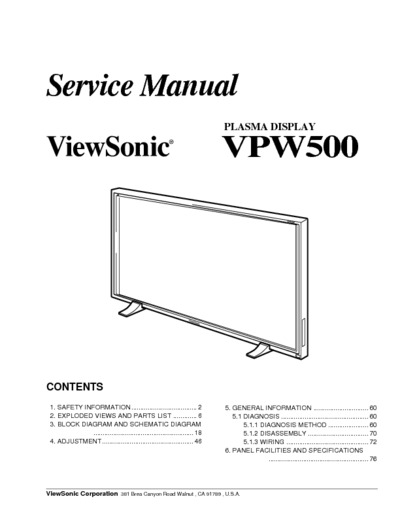 VIEWSONIC VPW500 LCD