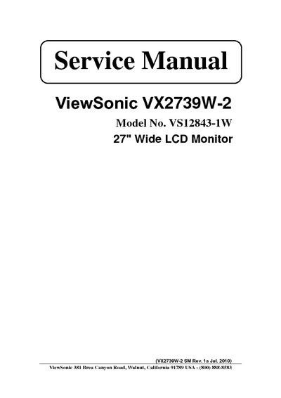 VIEWSONIC VX2739W-2, VS12843-1W