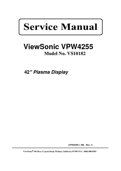 VIEWSONIC VPW4255, VS10182 PDP