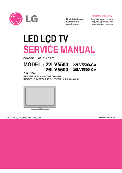 LG 22LV5500, 26LV5500 Chassis LC01S LC01T
