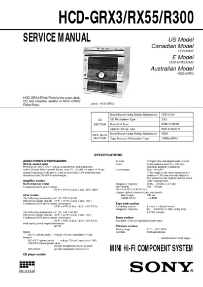 Sony HCD-GRX3-RX55-R300