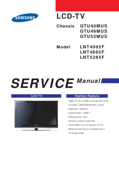 Samsung LNT4065F Chassis GTU40MUS