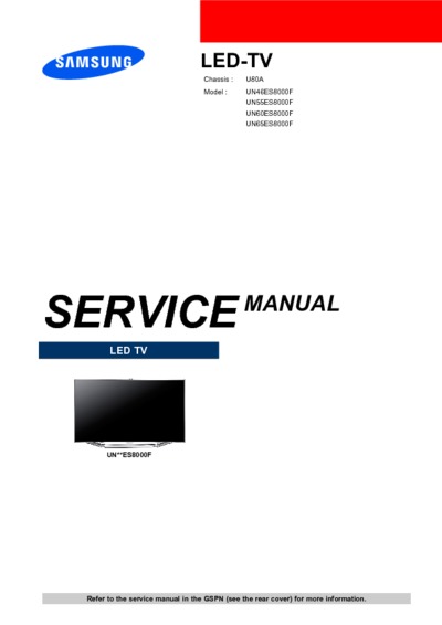 Samsung UN46ES8000F Chassis U80A, Service Manual, Repair Schematics