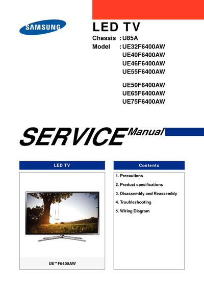 Samsung UE32F6400AW Chassis U85A LED, Service Manual