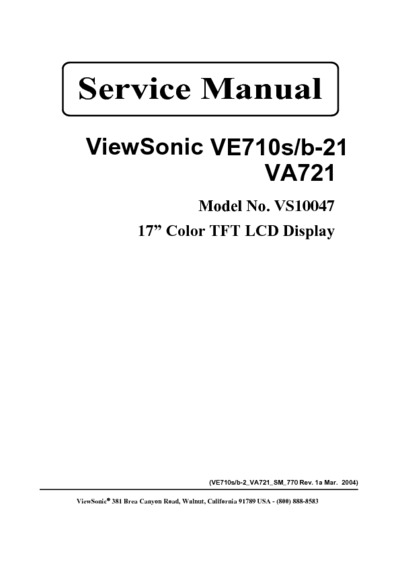 ViewSonic VE710, VA721 VS10047