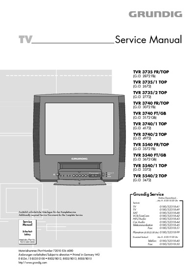 Grundig TV+VCR TVR55 Service Manual