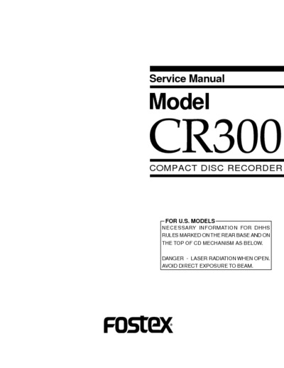 FOSTEX cr300 service manual