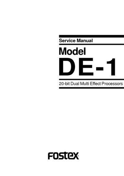 FOSTEX de1 service manual