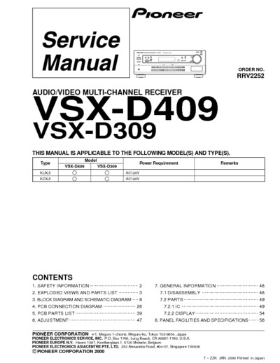 Pioneer VSX-D309, VSX-D409