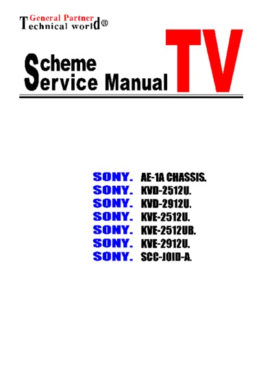 Sony KVD-2912U, KVD-2512U, KVE-2512U Ch: AE1A
