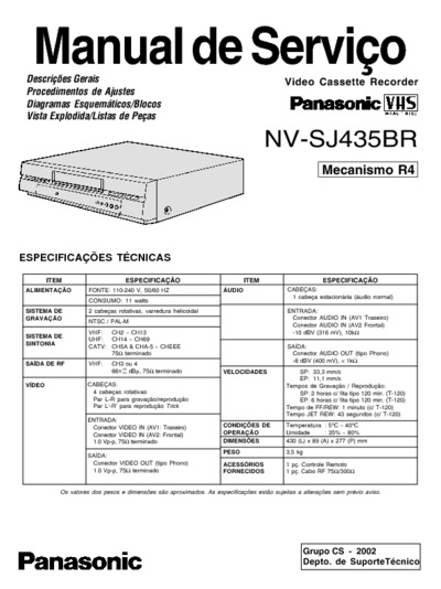Panasonic NV-SJ435BR VCR